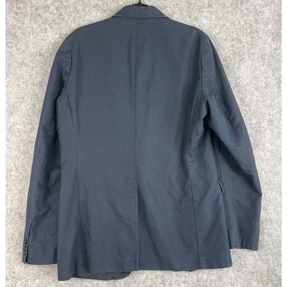Balmain Blazer Jacket Mens 40R Blue Unstructured Cotton Linen Stretch Career